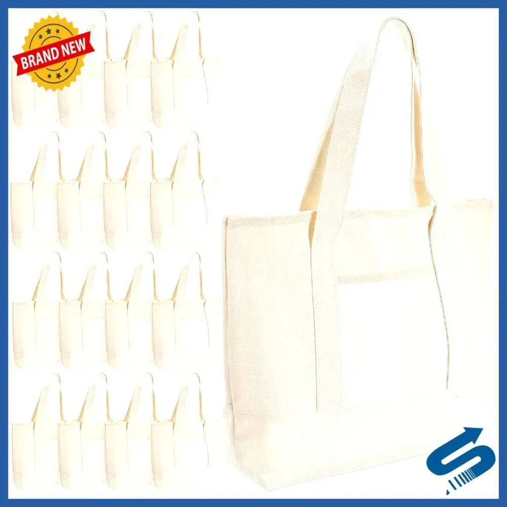 Large Canvas Tote Bag Reusable Grocery Shopping DIY Blank Customizable